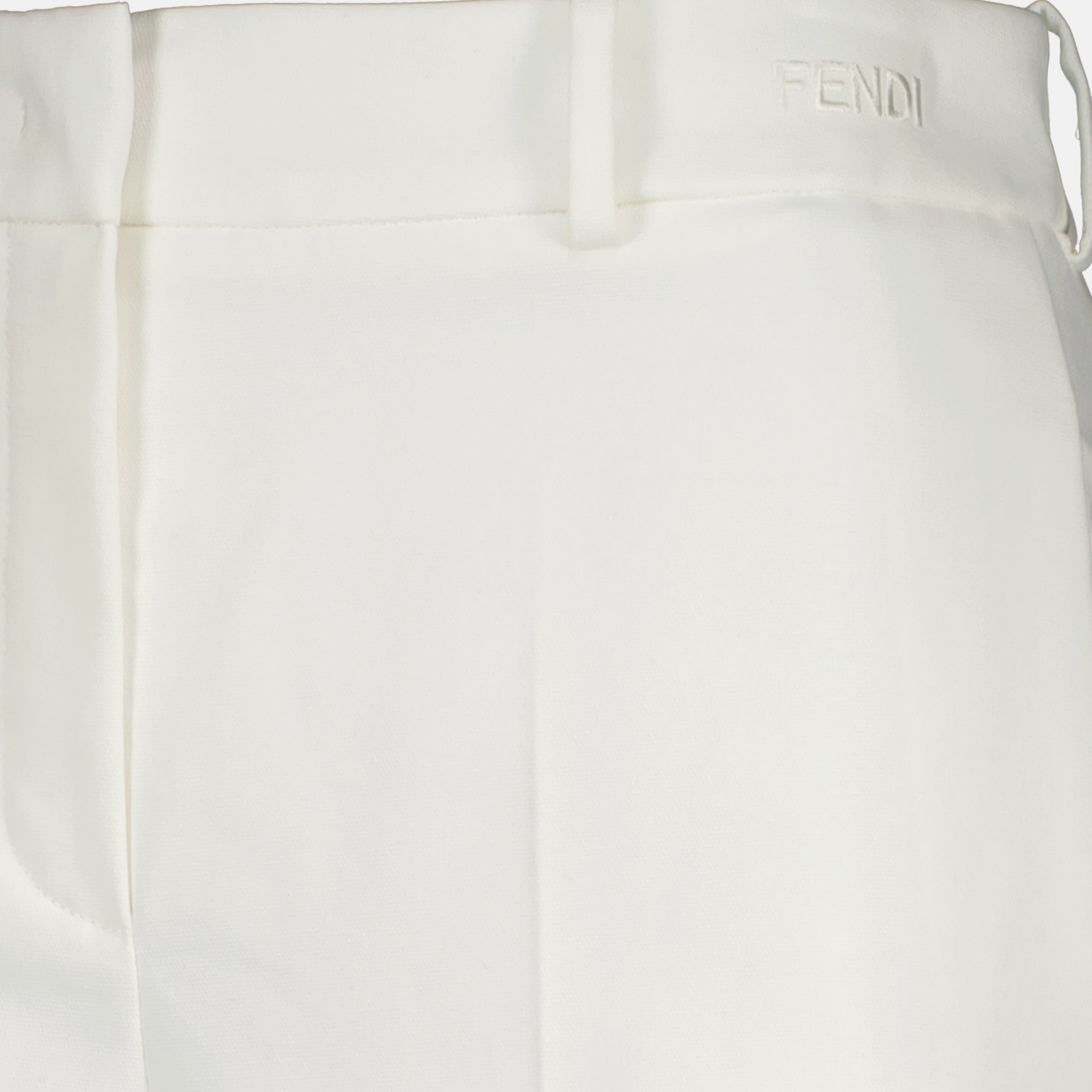 White Cotton Canvas Trousers