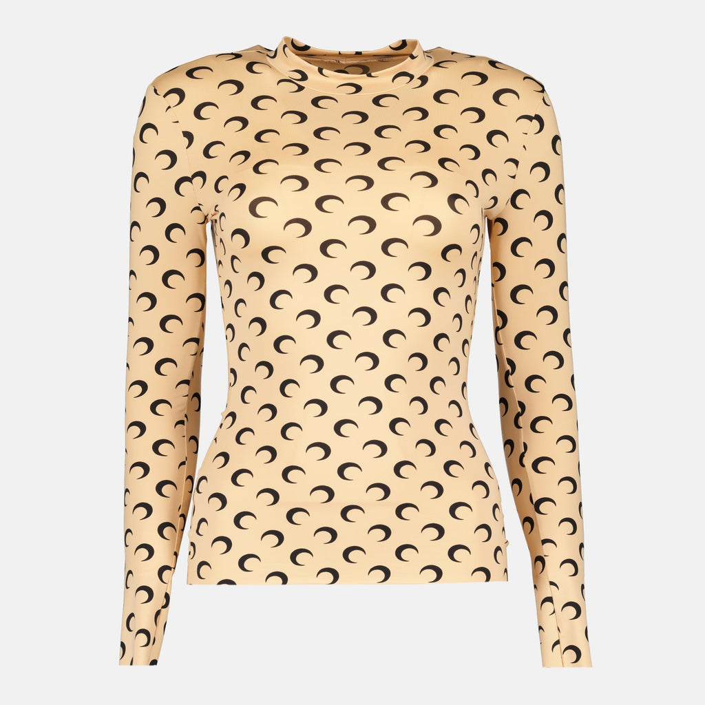 Jersey Moon Top, Marine Serre, Moon print, high collar top, Autumn-Winter 2025