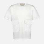 Sacai T-shirt, White Pocket T-Shirt, Men's Designer T-Shirt, Luxury Casual Wear, Cotton Jersey T-Shirt