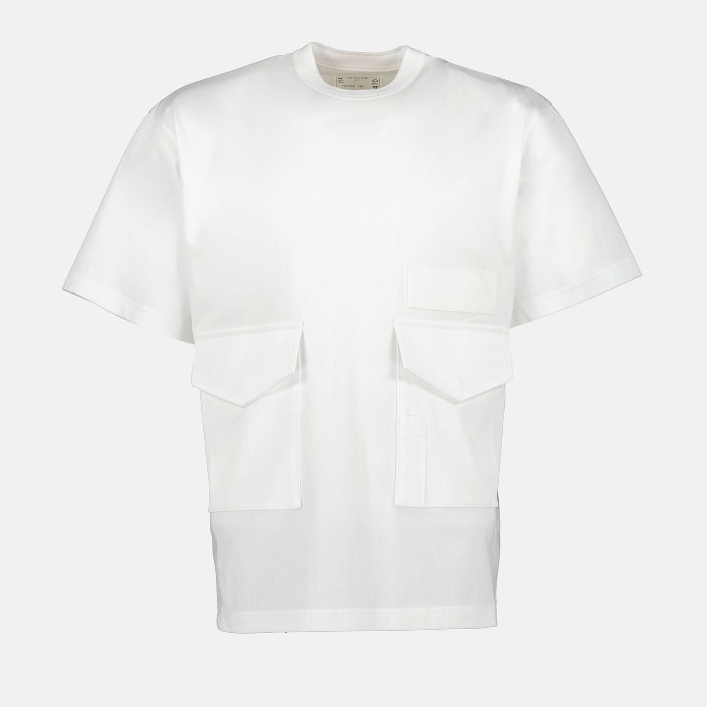 Sacai T-shirt, White Pocket T-Shirt, Men's Designer T-Shirt, Luxury Casual Wear, Cotton Jersey T-Shirt