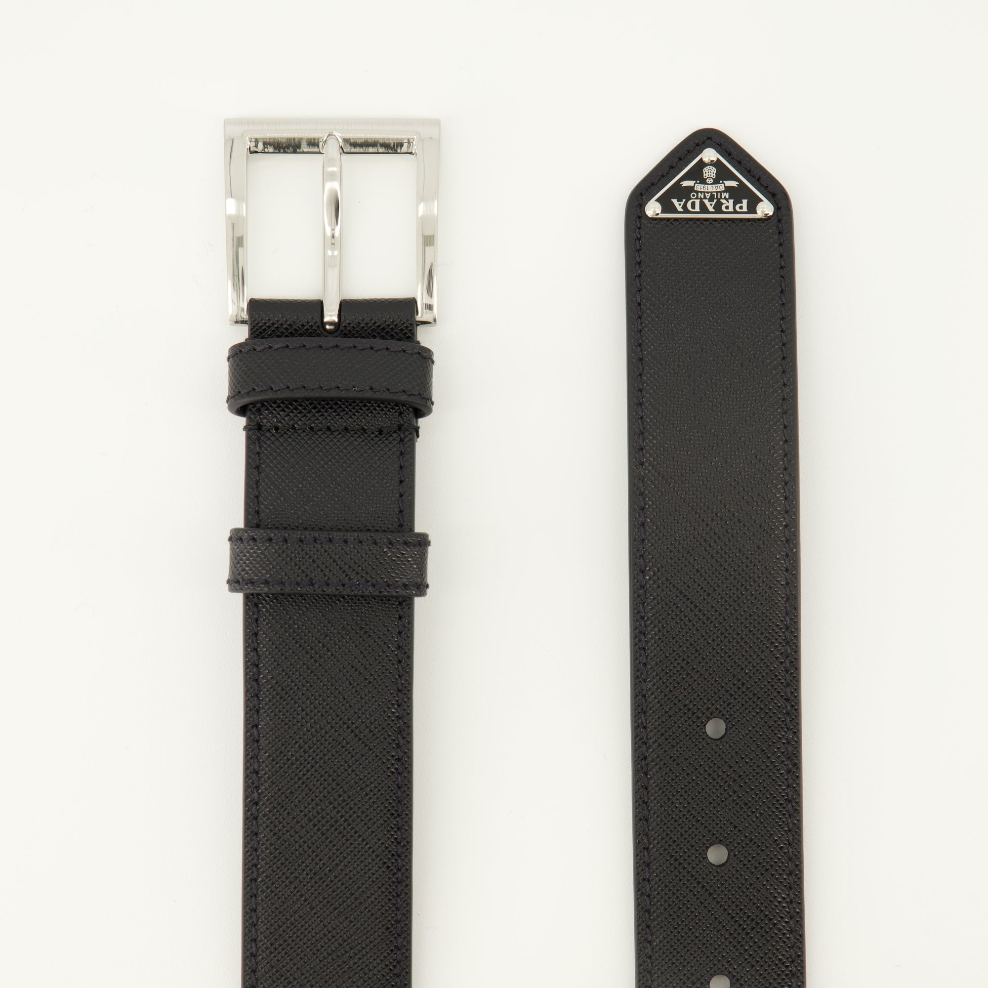 Prada belt, black leather belt, adjustable belt, men's accessories, luxury belts