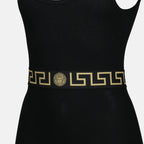 Versace jumpsuit, Medusa Greca, black jersey jumpsuit, designer jumpsuit, Spring-Summer 2025 outfit