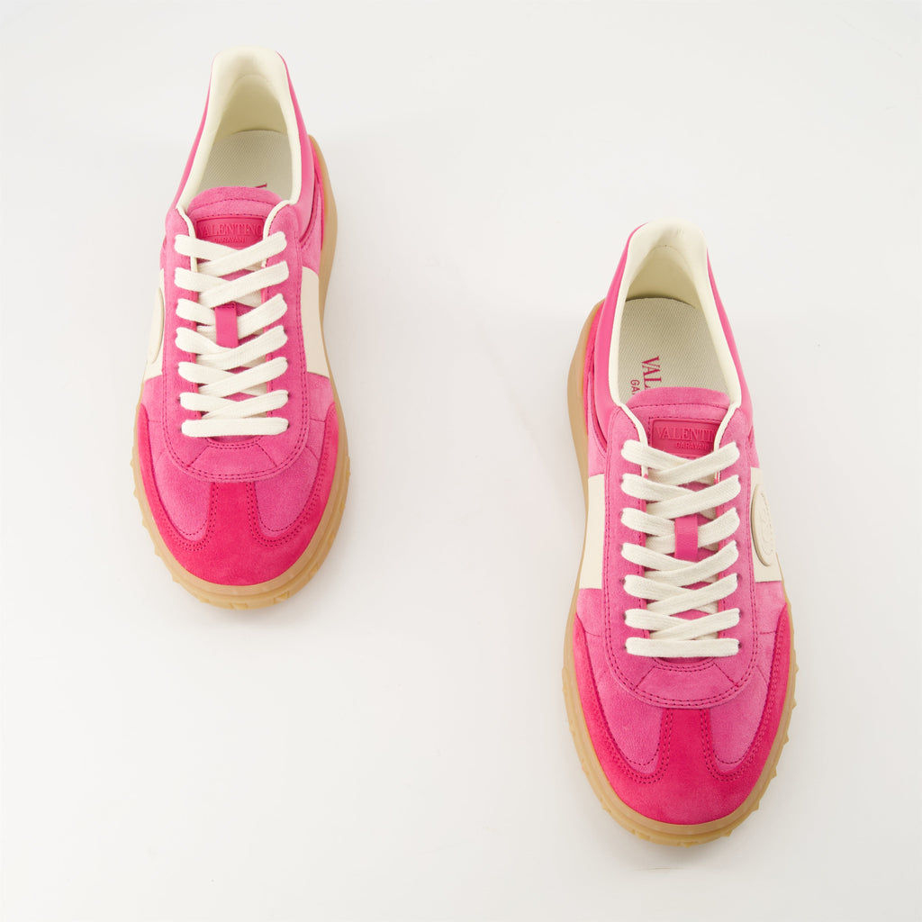 pink leather sneakers, UpVillage Crosta, Valentino Garavani, comfortable footwear, Spring-Summer collection