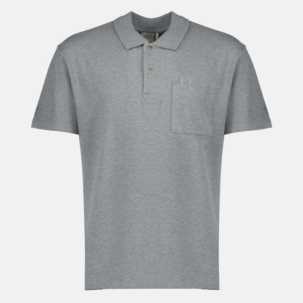 Polo em Piquê de Algodão Cinza