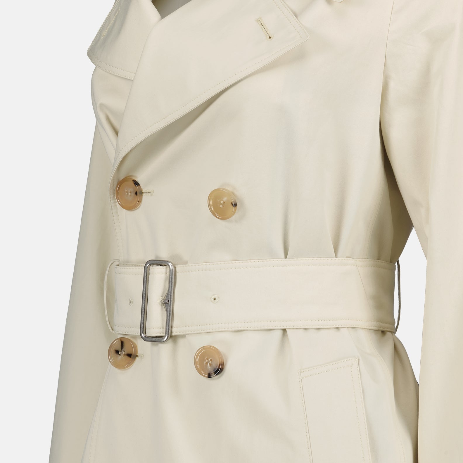 Trench-coat en gabardine de coton blanc