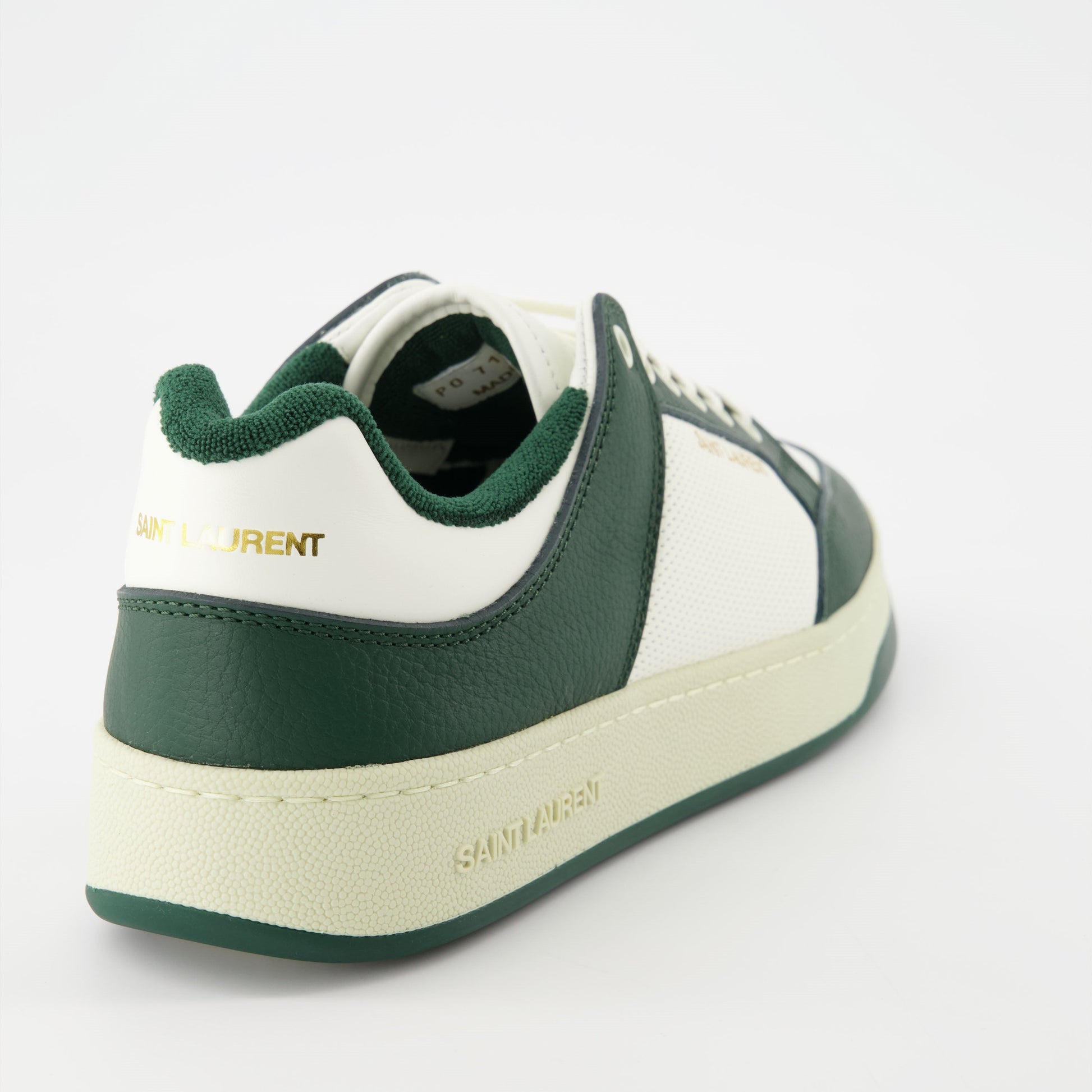 Saint Laurent sneakers, white and green sneakers, luxury footwear, textured leather sneakers, Autumn-Winter 2024 collection