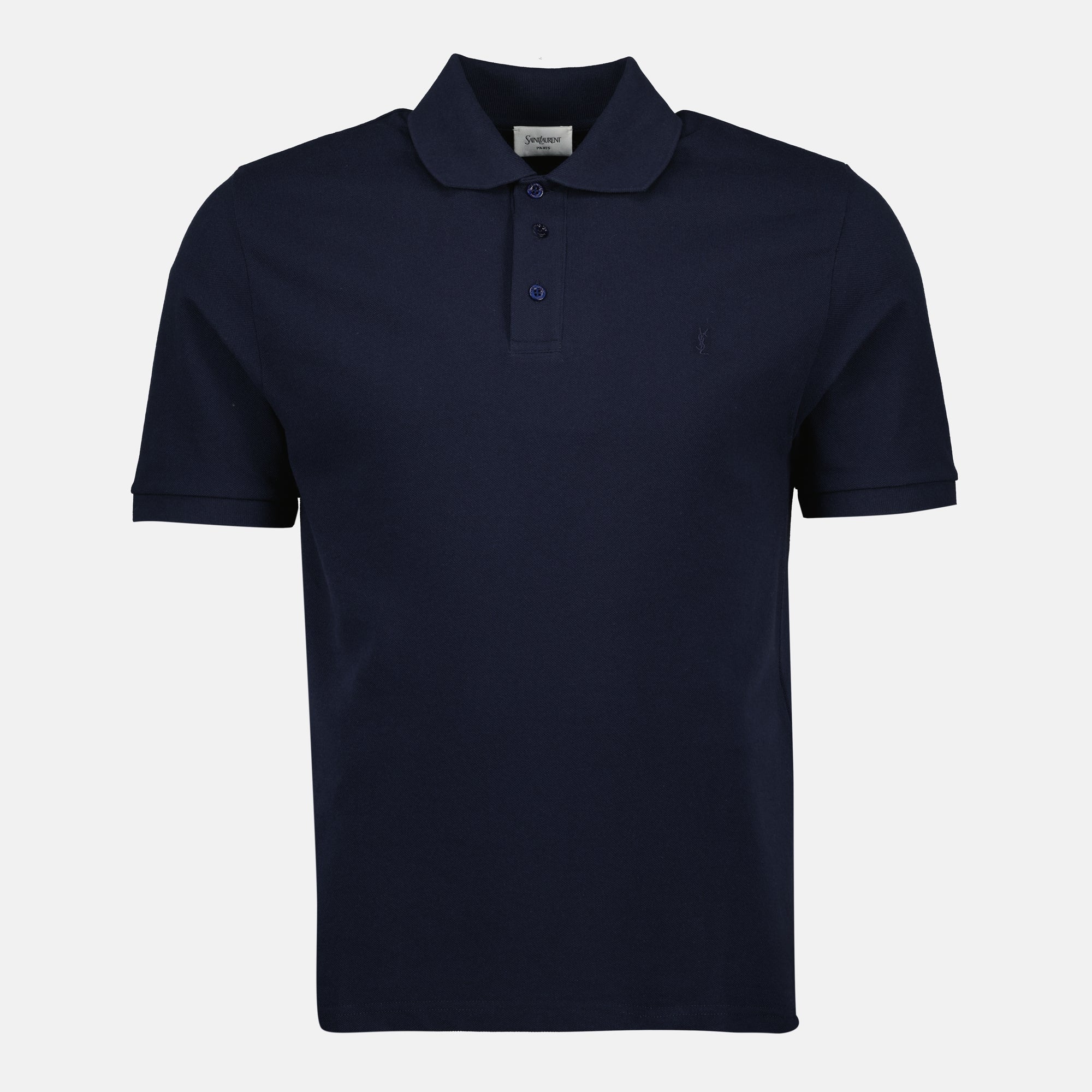 Saint Laurent polo, Cassandre polo, pique cotton polo, navy polo shirt, men's casual wear