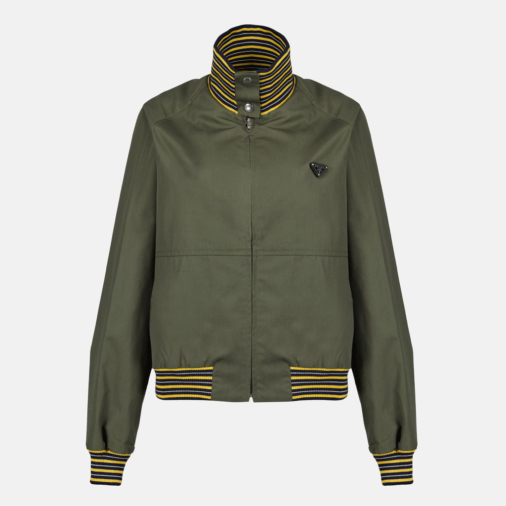 Immagine della giacca bomber kaki Prada per donne - Stagione Primavera-Estate 2026 - Vista frontale
