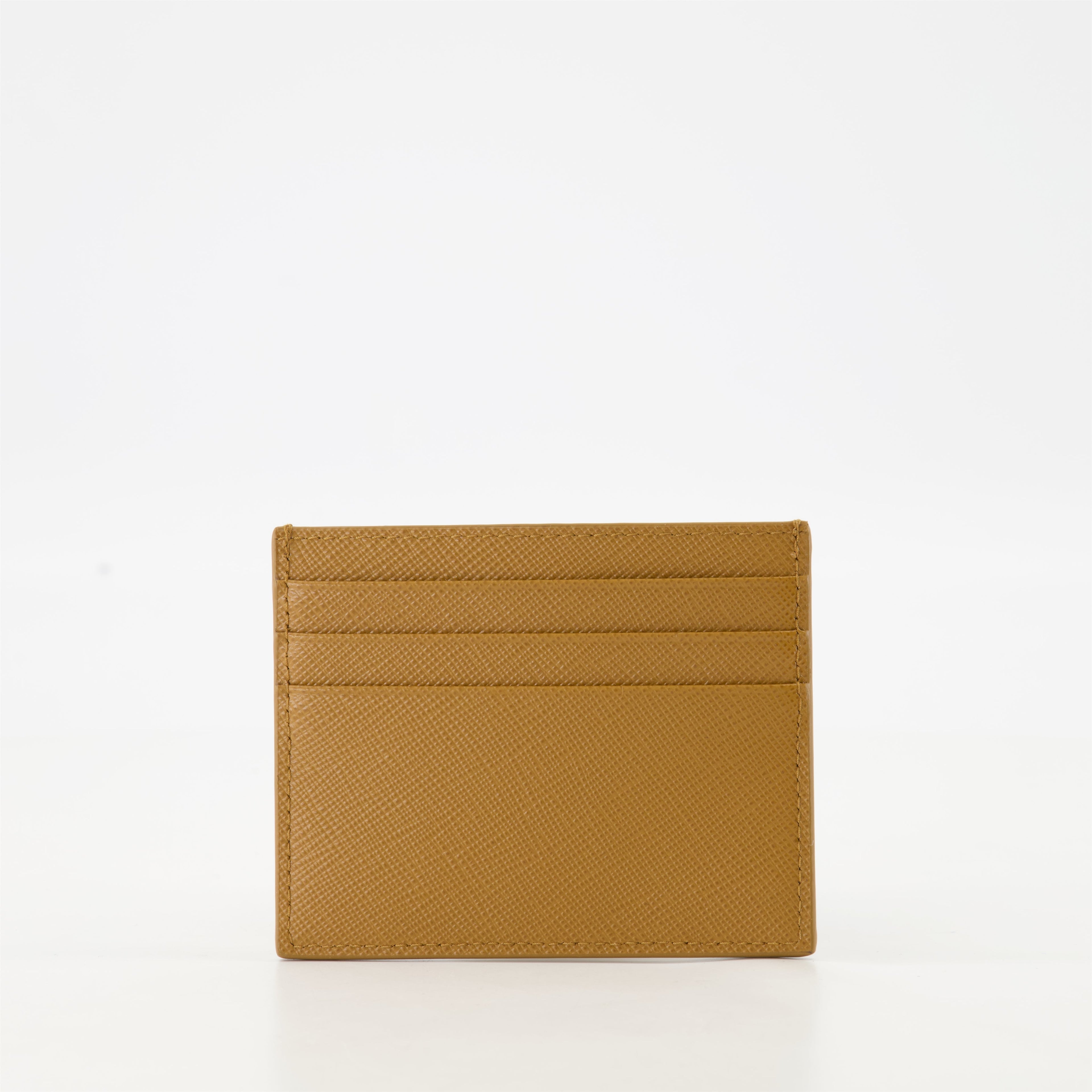 Saffiano leather cardholder, Prada cardholder, luxury accessories, camel leather wallet, designer cardholder