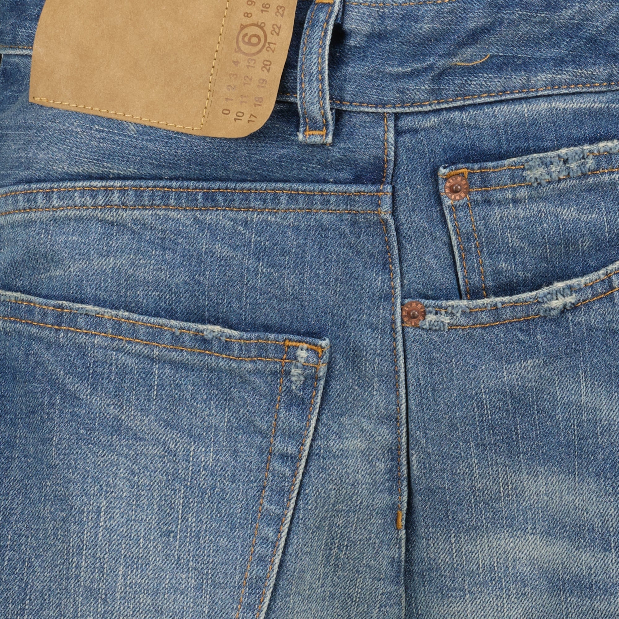 Twist Denim Jeans, MM6 jeans, wide-leg denim, high waist jeans, faded blue jeans