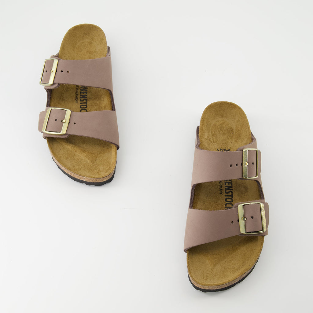 Birkenstock Arizona sandals, violet sandals, comfortable summer footwear, adjustable leather sandals, EVA sole sandals