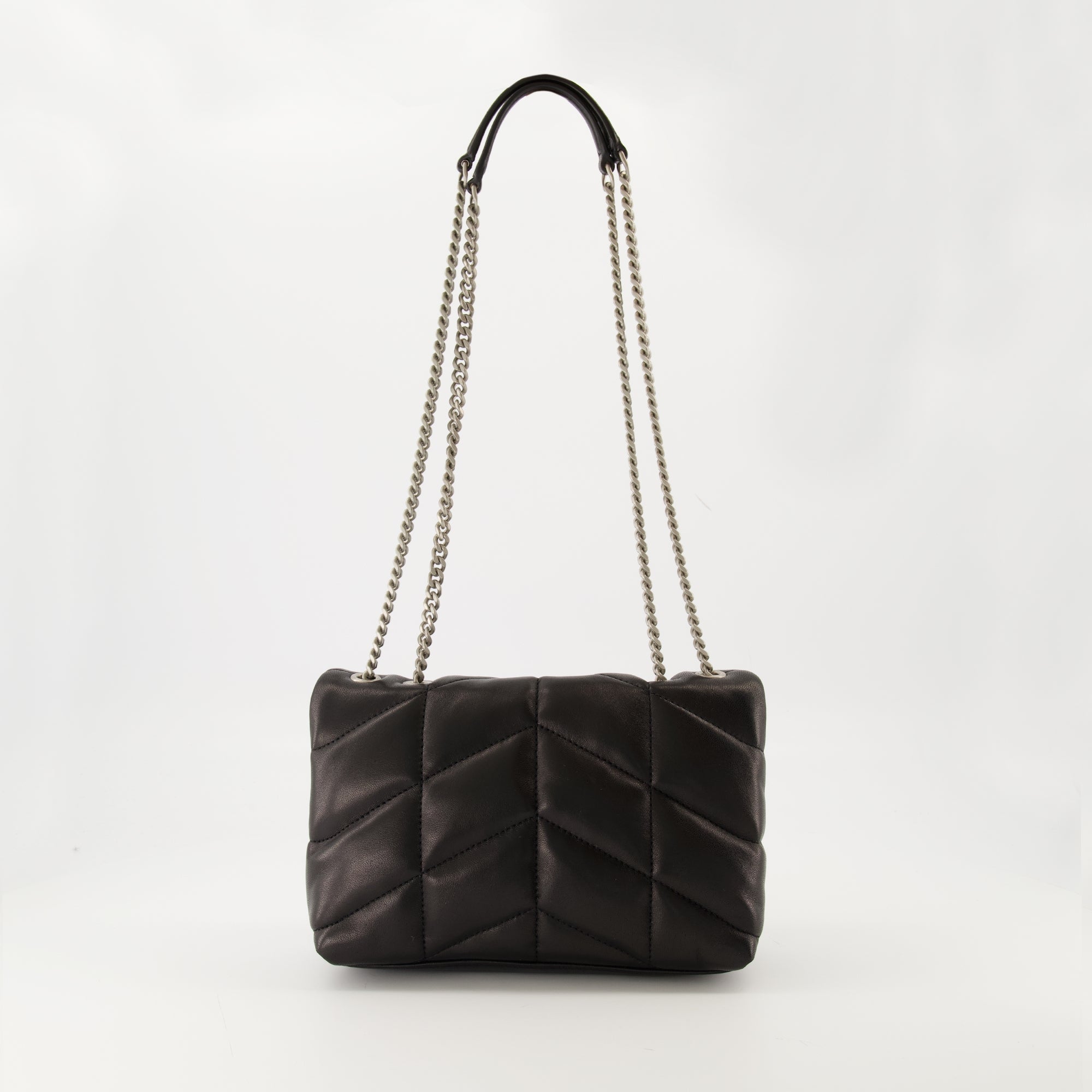 Saint Laurent, Le Sac Puffer Toy, black leather bag, luxury handbag, designer accessories