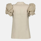 Image of Beige Linen Vest with Ruffles by Max Mara for Women - Season Spring-Summer 2026 - Back View