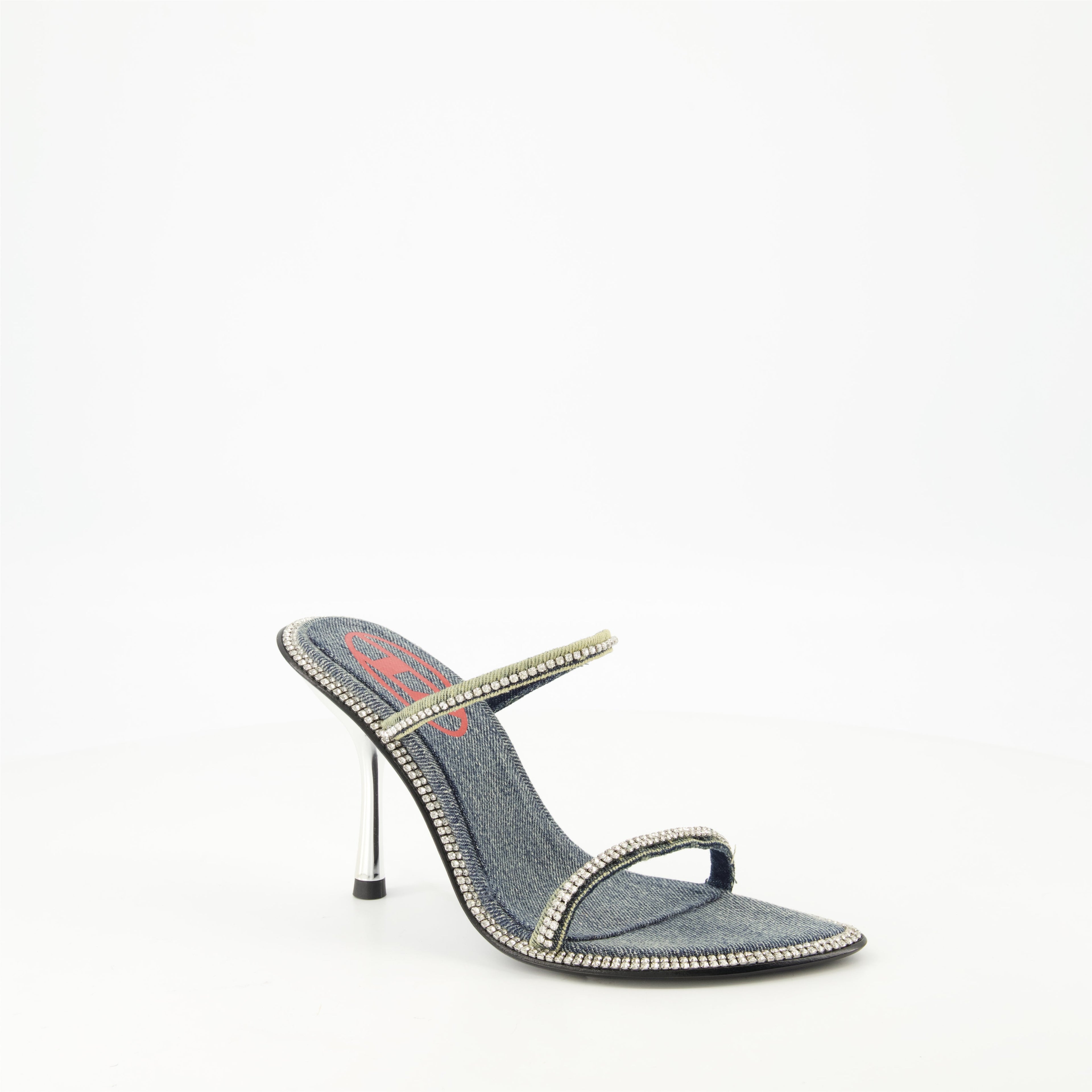 D-havanna Sdl sandals, denim sandals, blue platform sandals, crystal embellished sandals, summer footwear