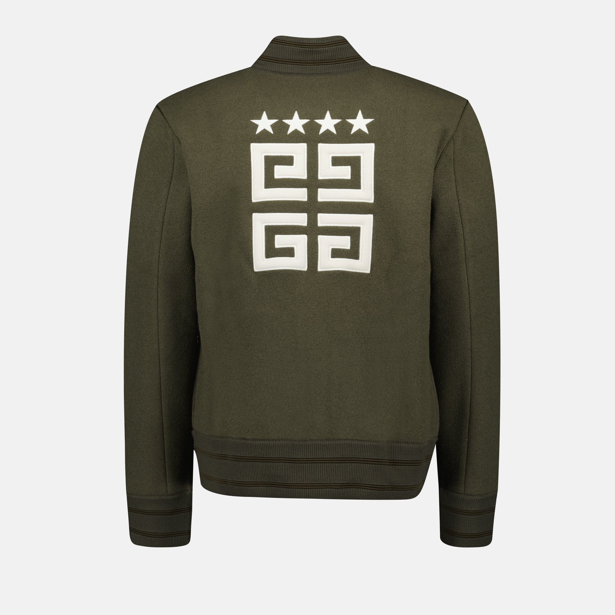 Image de la veste bomber varsity kaki de Givenchy pour homme - Saison Automne-Hiver 2024 - Détail 2