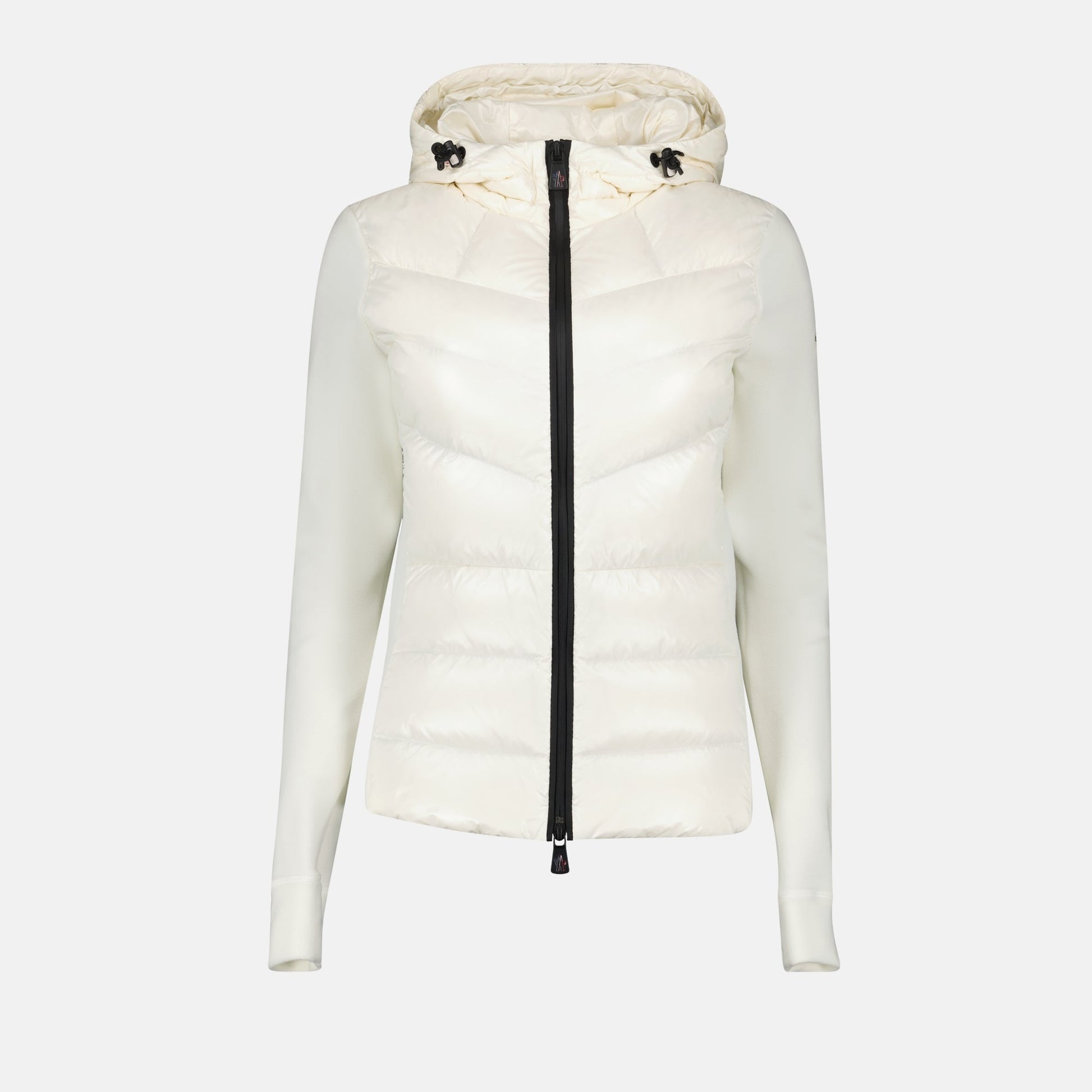 White Quilted Jacket, Adjustable Hood, Moncler Grenoble, Autumn-Winter 2024, Dual-material Design