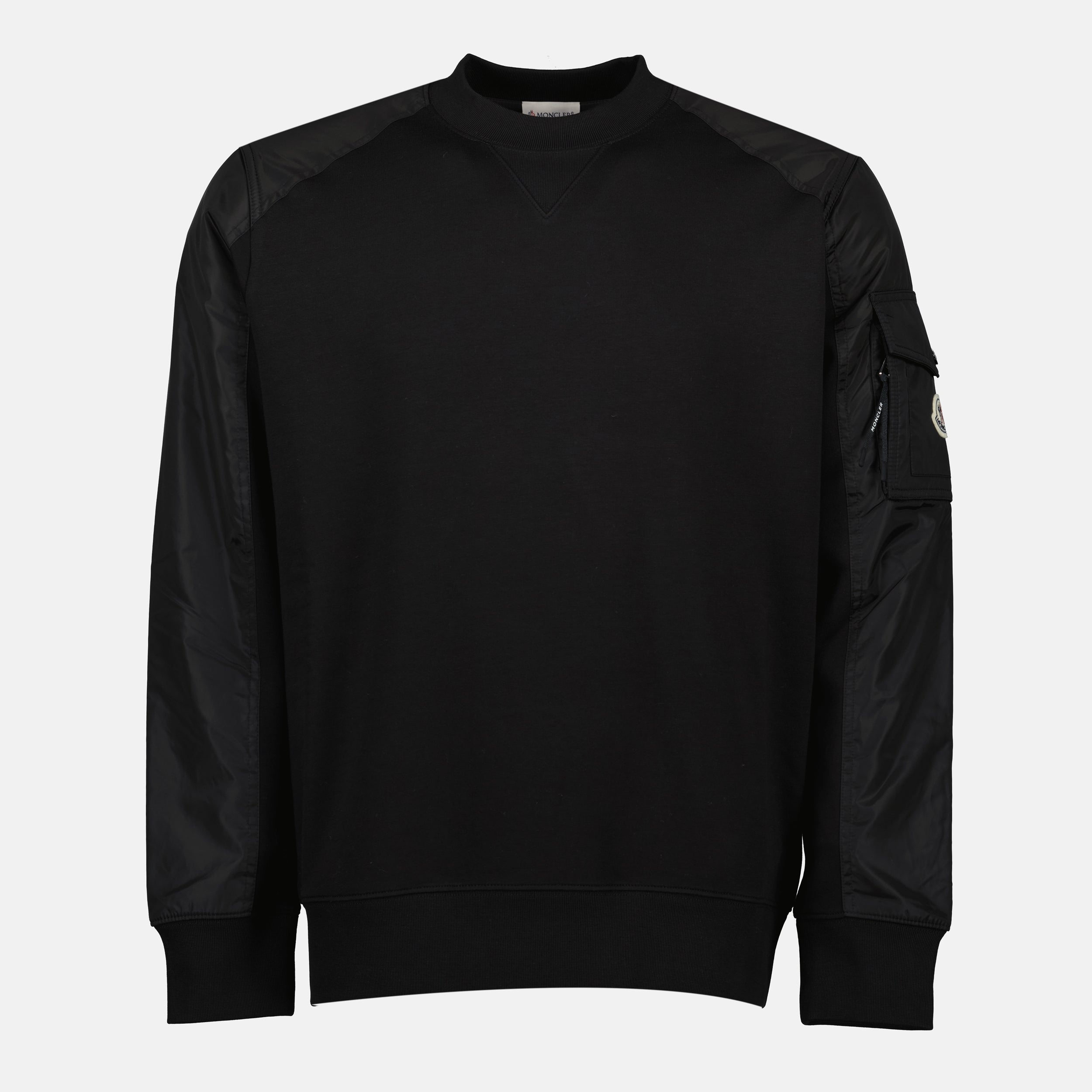 Moncler sweatshirt, black cotton sweatshirt, Autumn-Winter 2025 fashion, designer casual wear, men's designer clothing
