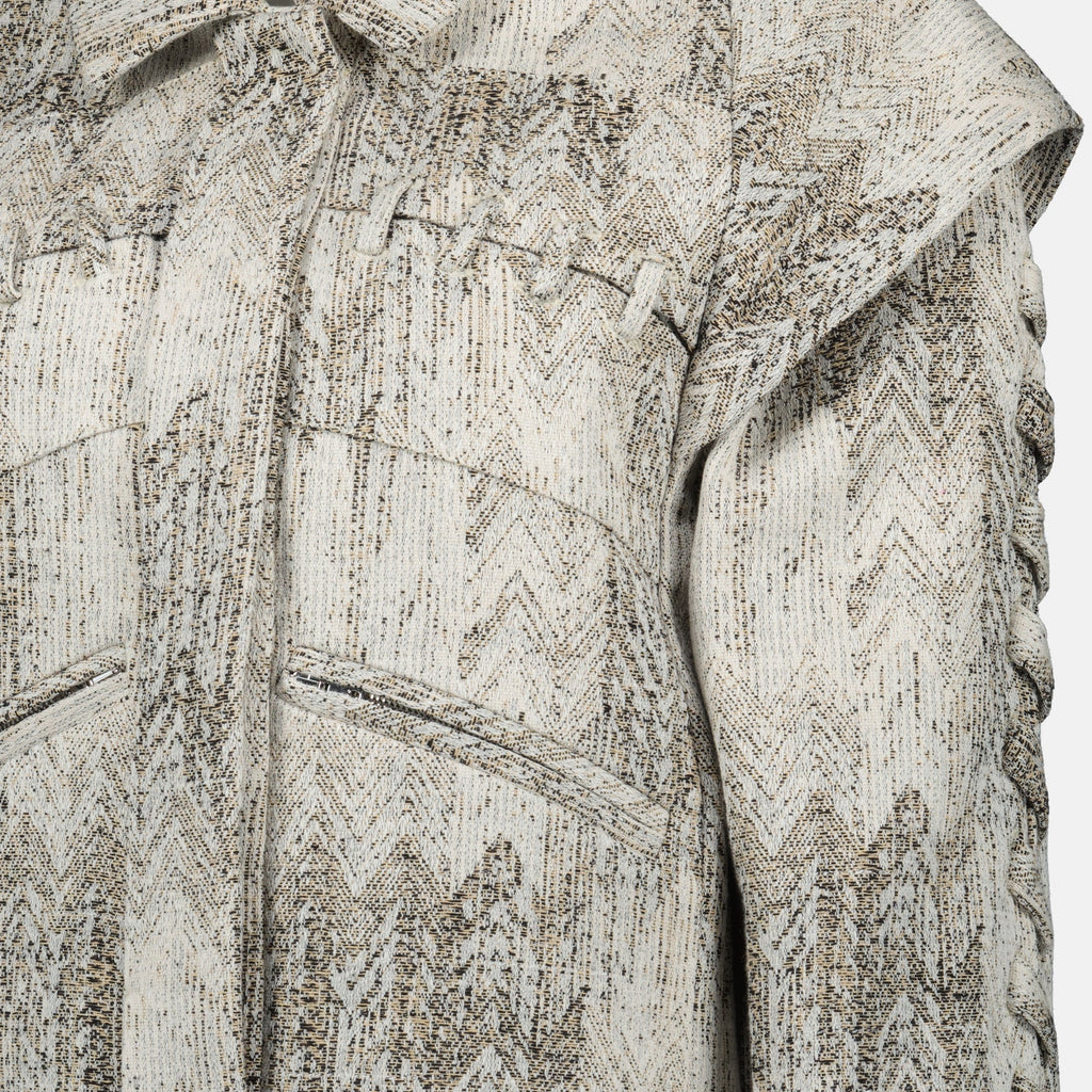 jacquard jacket, beige jacket, Iro Misa, women's fashion, contemporary style