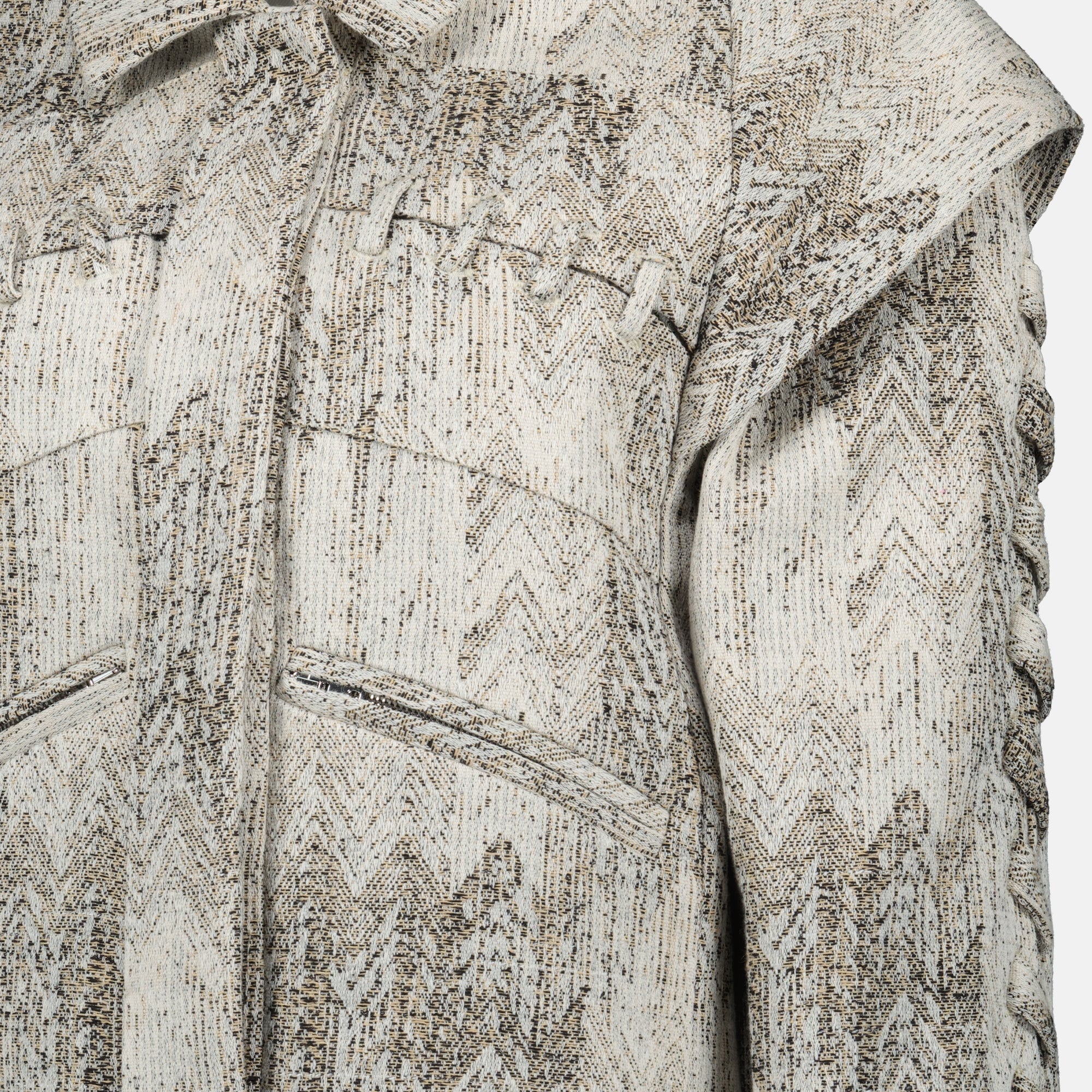 jacquard jacket, beige jacket, Iro Misa, women's fashion, contemporary style
