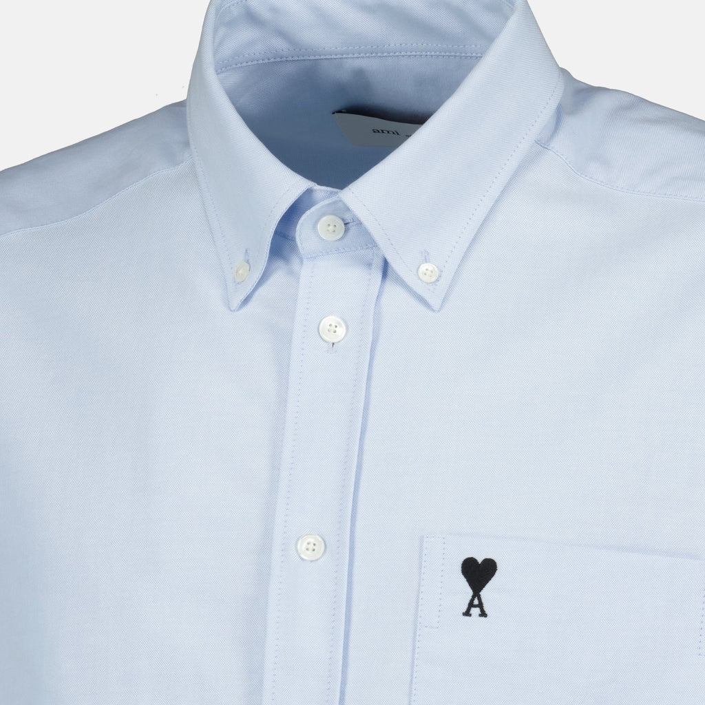 Image of Boxy Shirt Ami de Coeur Blue by Ami PARIS for Men - Season Spring-Summer 2026 - Product detail view 3