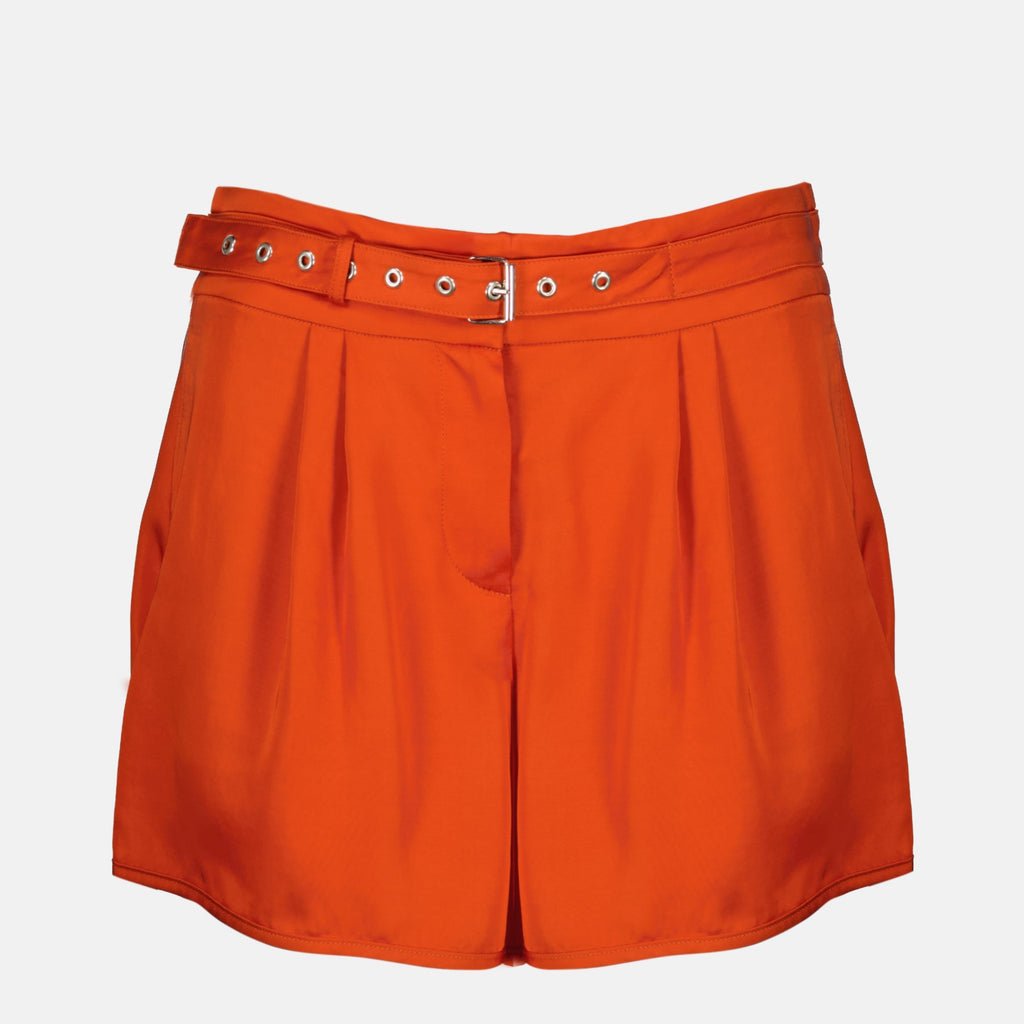 Shorts Efecto Satén Naranja