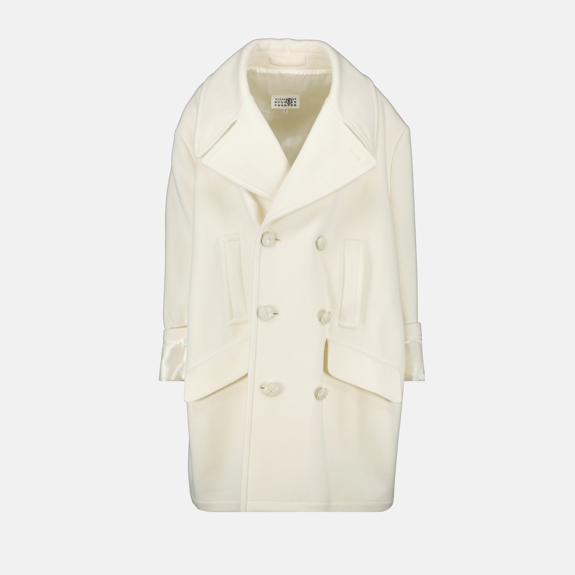 white wool coat, oversized coat, Mm6 coat, Autumn Winter 2025, women's outerwear