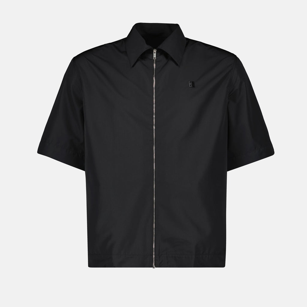 Givenchy shirt, zip-up shirt, 4G shirt, black shirt, polyester shirt