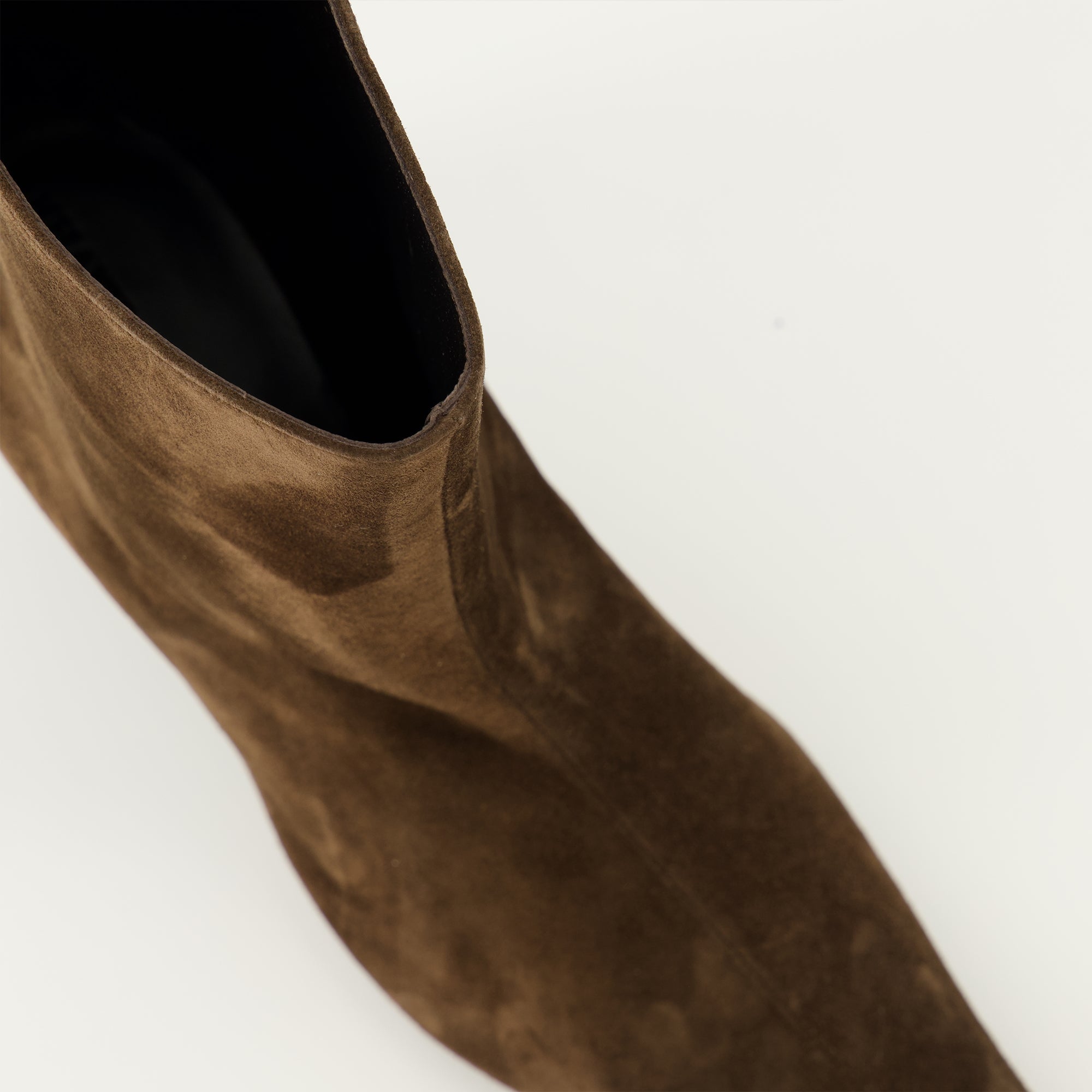 Khaite boots, brown ankle boots, calfskin leather footwear, square toe design boots, luxury ankle boots