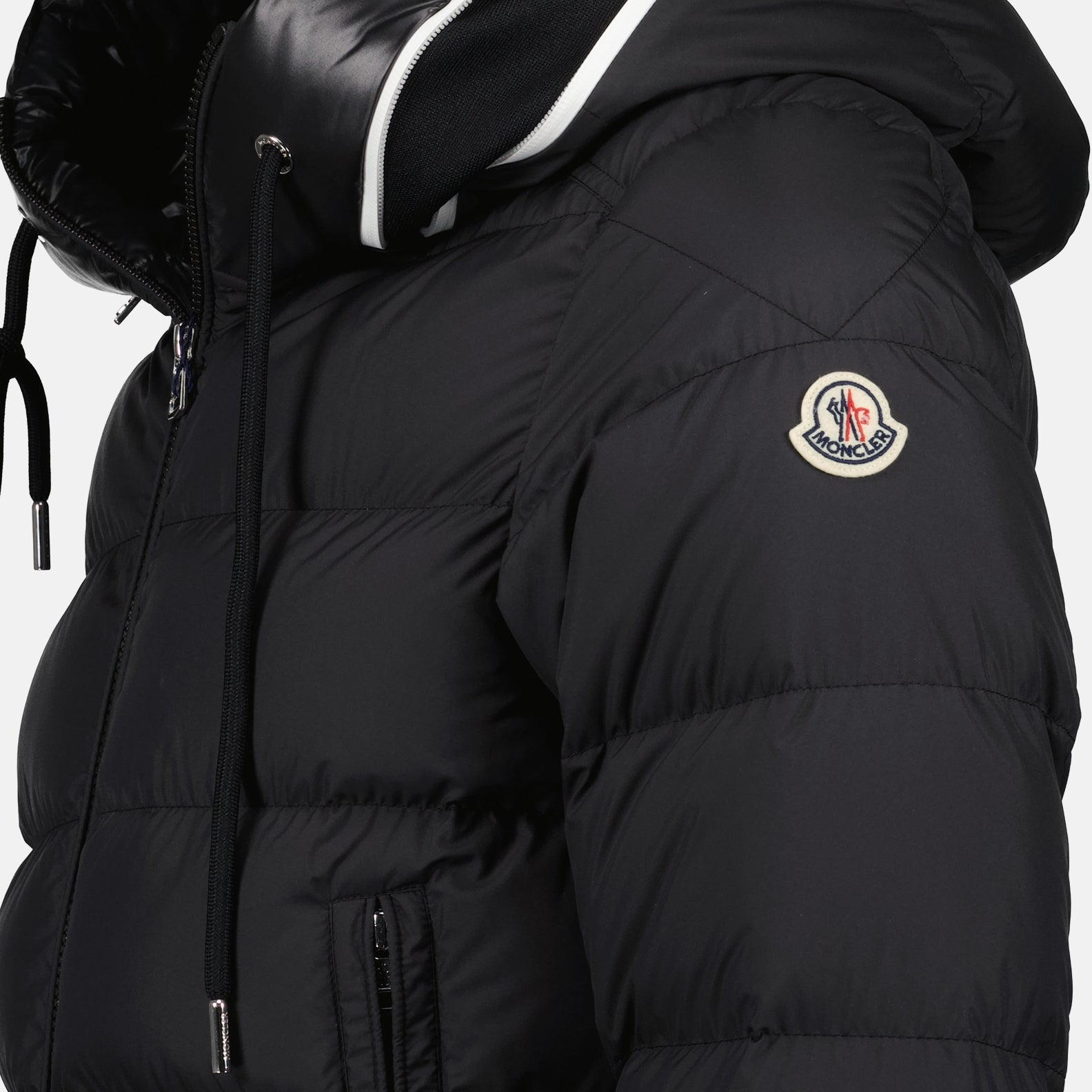 Moncler jacket, black quilted jacket, premium outerwear, men's autumn fashion, nylon jacket