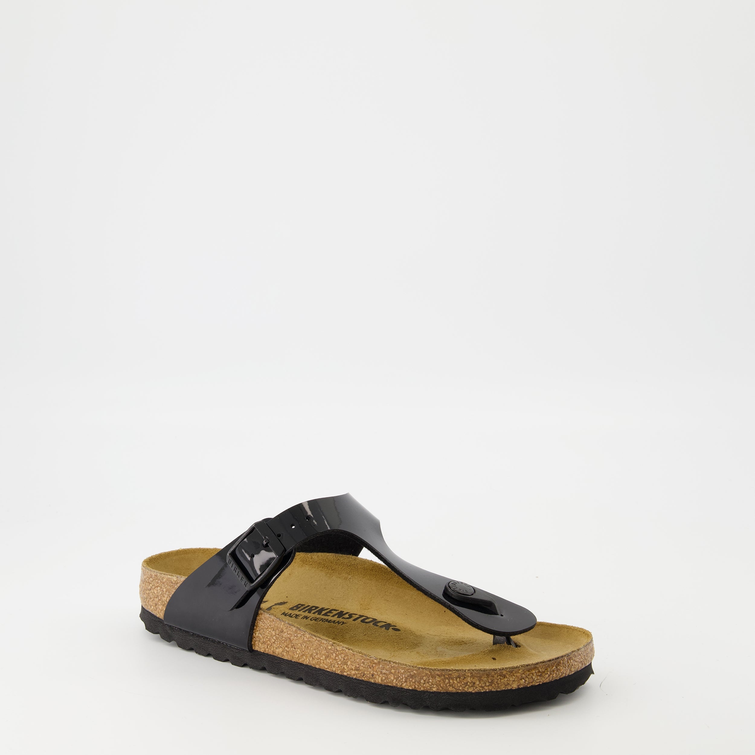 black flip-flops, patent leather sandals, comfortable footwear, adjustable fit sandals, lightweight flip-flops