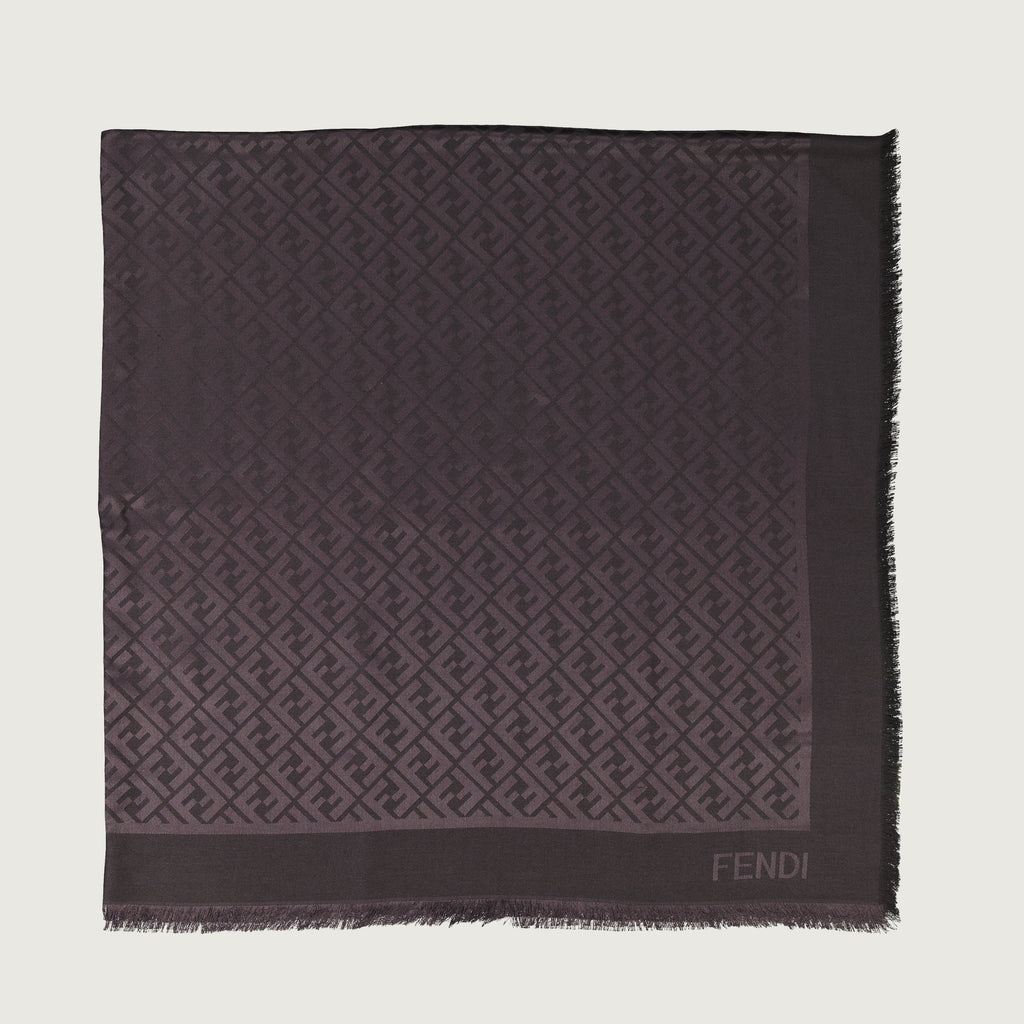 Purple Shawl, FF Pattern Scarf, Wool and Silk Wrap, Elegant Women's Scarf, Autumn Winter Collection