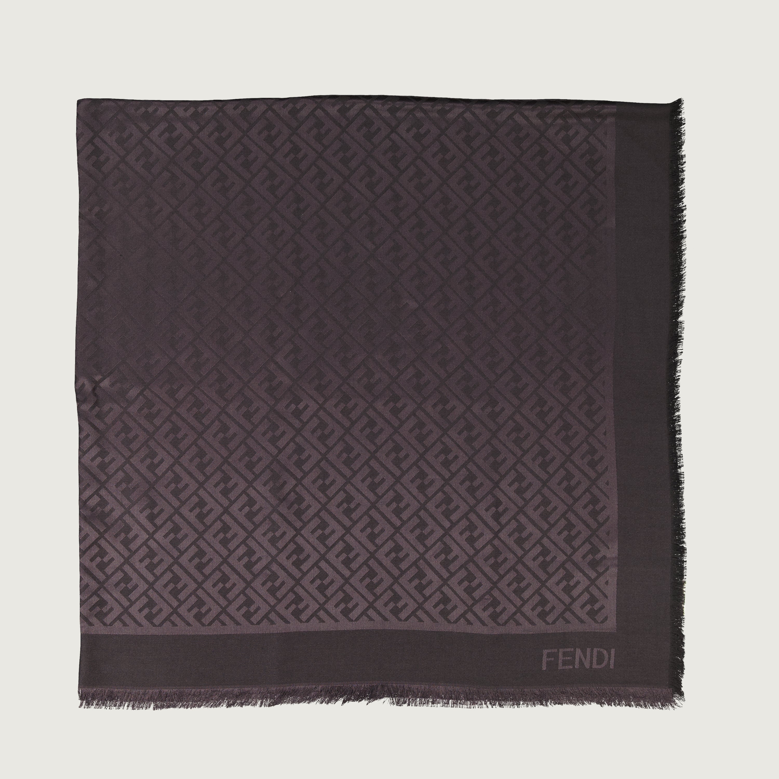 Purple Shawl, FF Pattern Scarf, Wool and Silk Wrap, Elegant Women's Scarf, Autumn Winter Collection