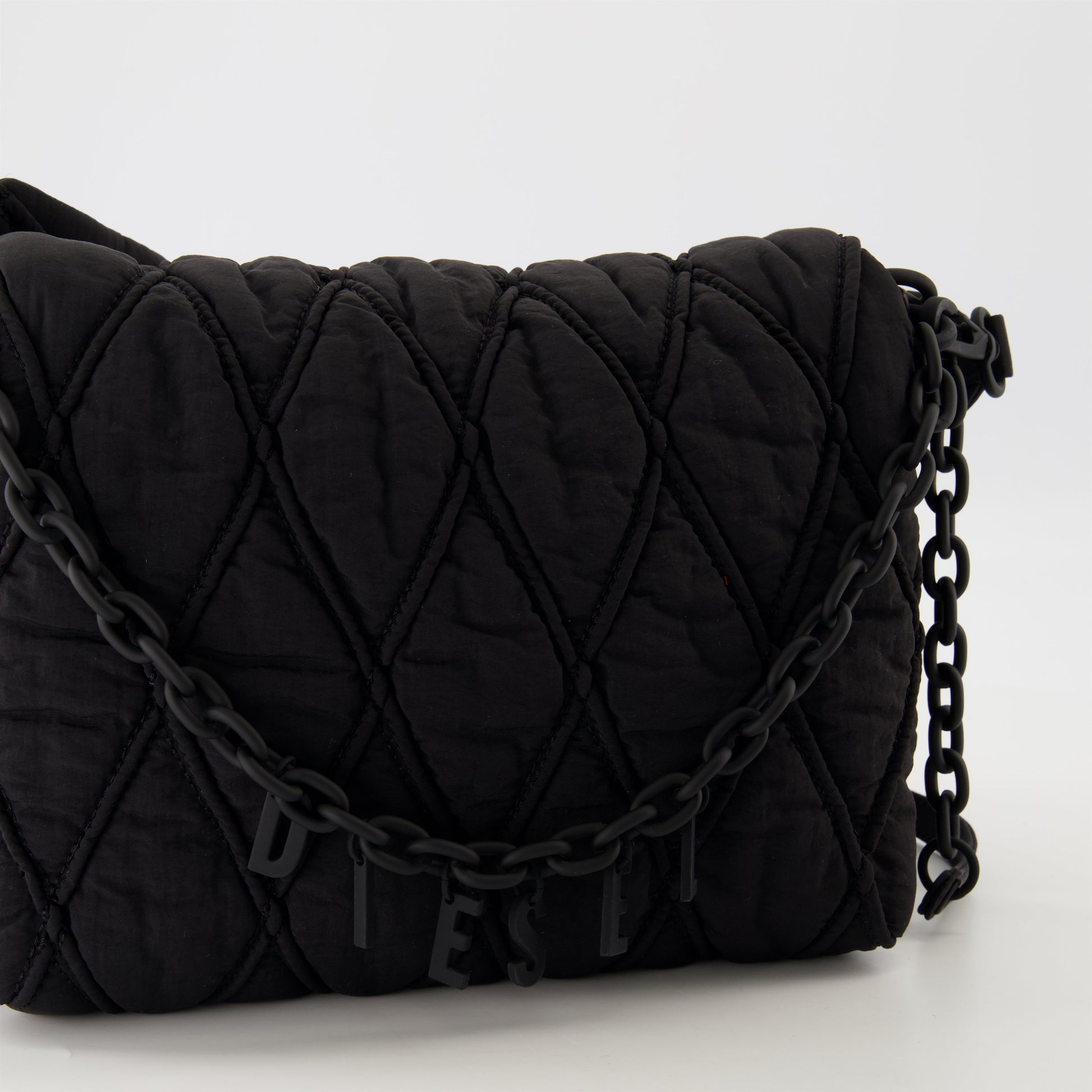 quilted bag, black nylon handbag, Charm-D bag, designer accessory, versatile purse