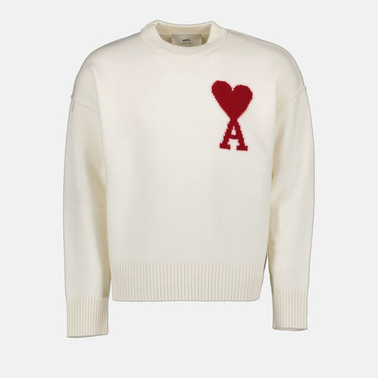 1. Oversized white sweater
2. AMI Paris Ami de Coeur 
3. Wool sweater
4. Luxury men's fashion 
5. Autumn-Winter collections