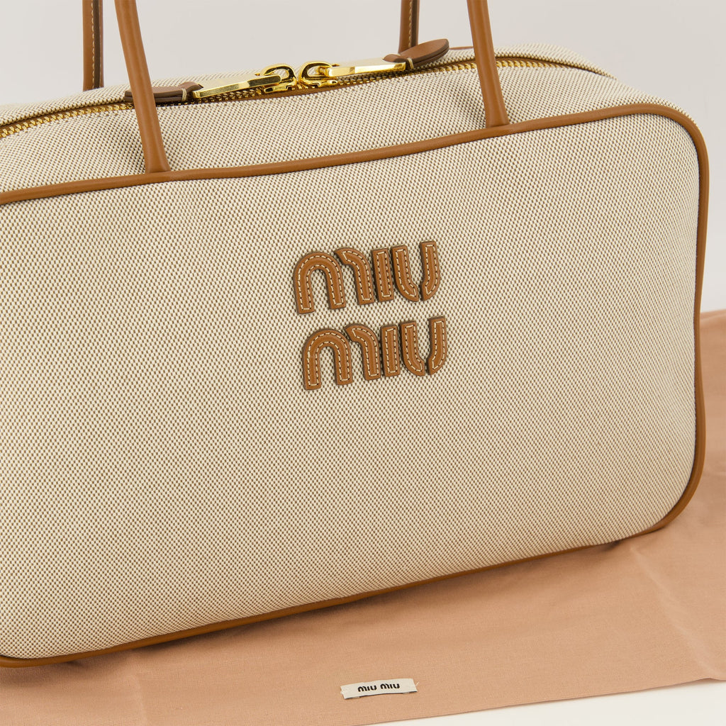 Miu Miu bag, canvas leather bag, fashion accessories, autumn winter collection, high-end handbags