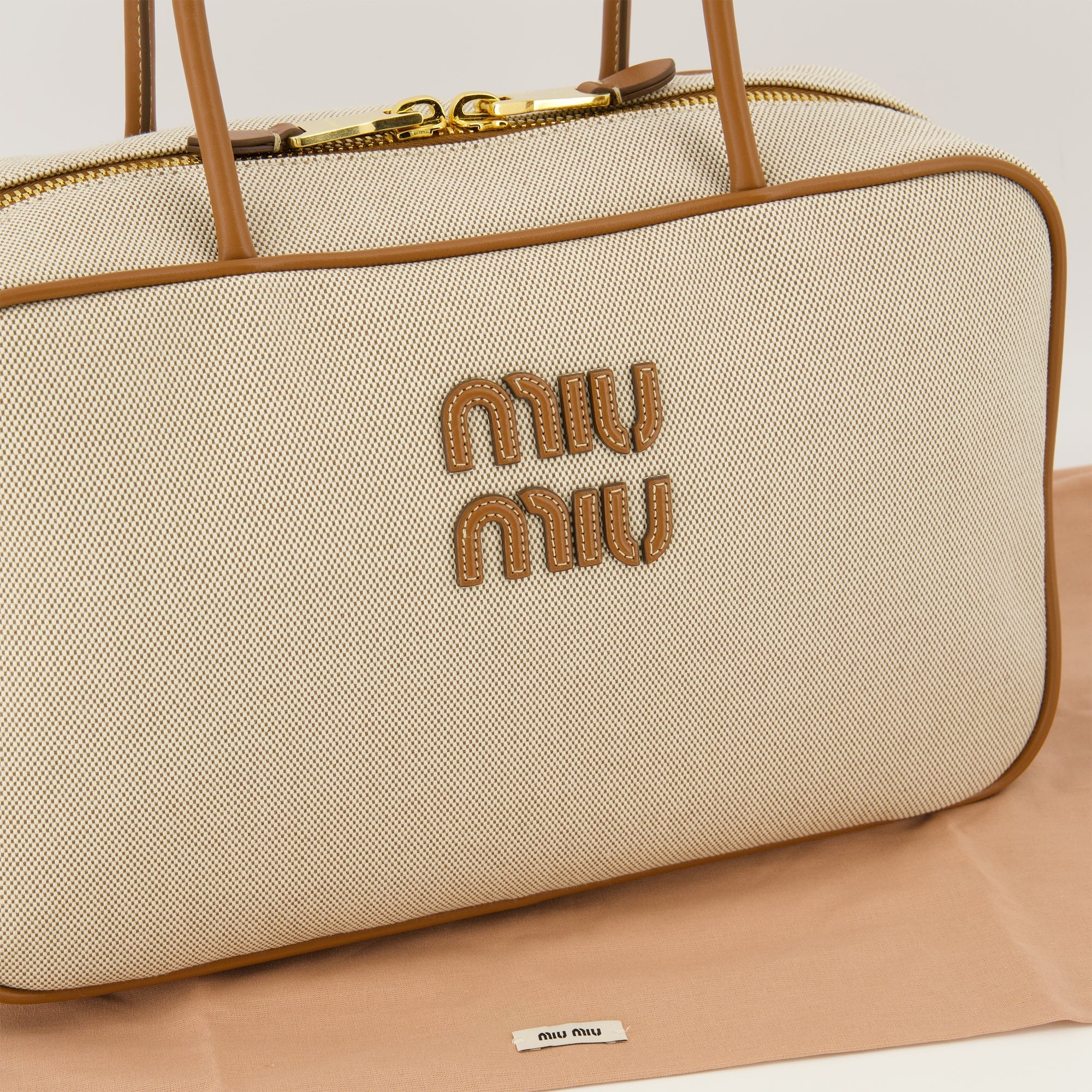 Miu Miu bag, canvas leather bag, fashion accessories, autumn winter collection, high-end handbags