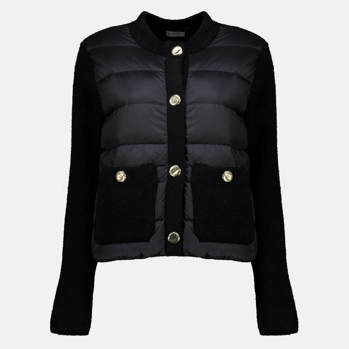 Black Bi-Material Cardigan