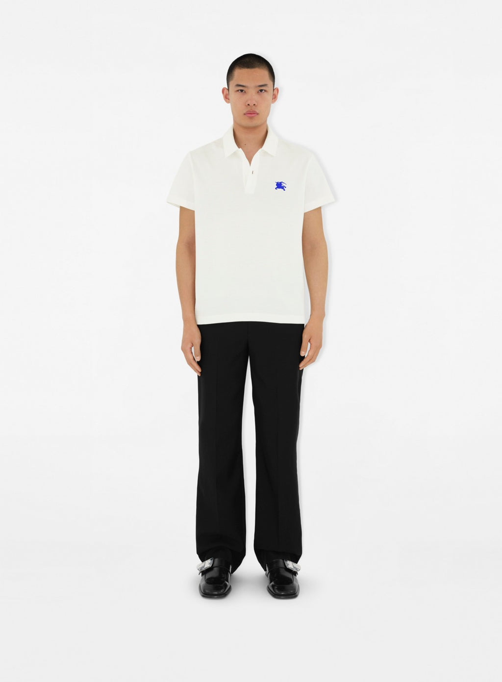 Burberry polo, EKD Cavalier, white cotton polo, luxury menswear, Spring-Summer 2024