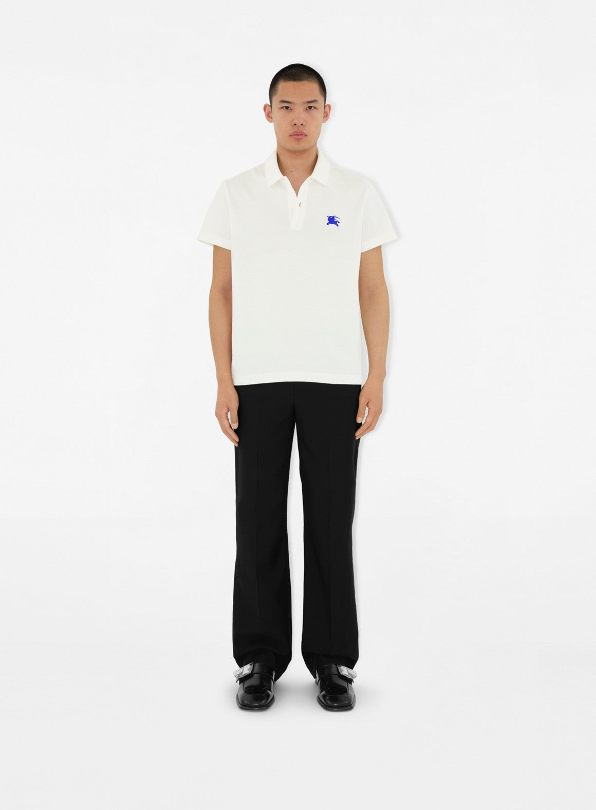 Burberry polo, EKD Cavalier, white cotton polo, luxury menswear, Spring-Summer 2024