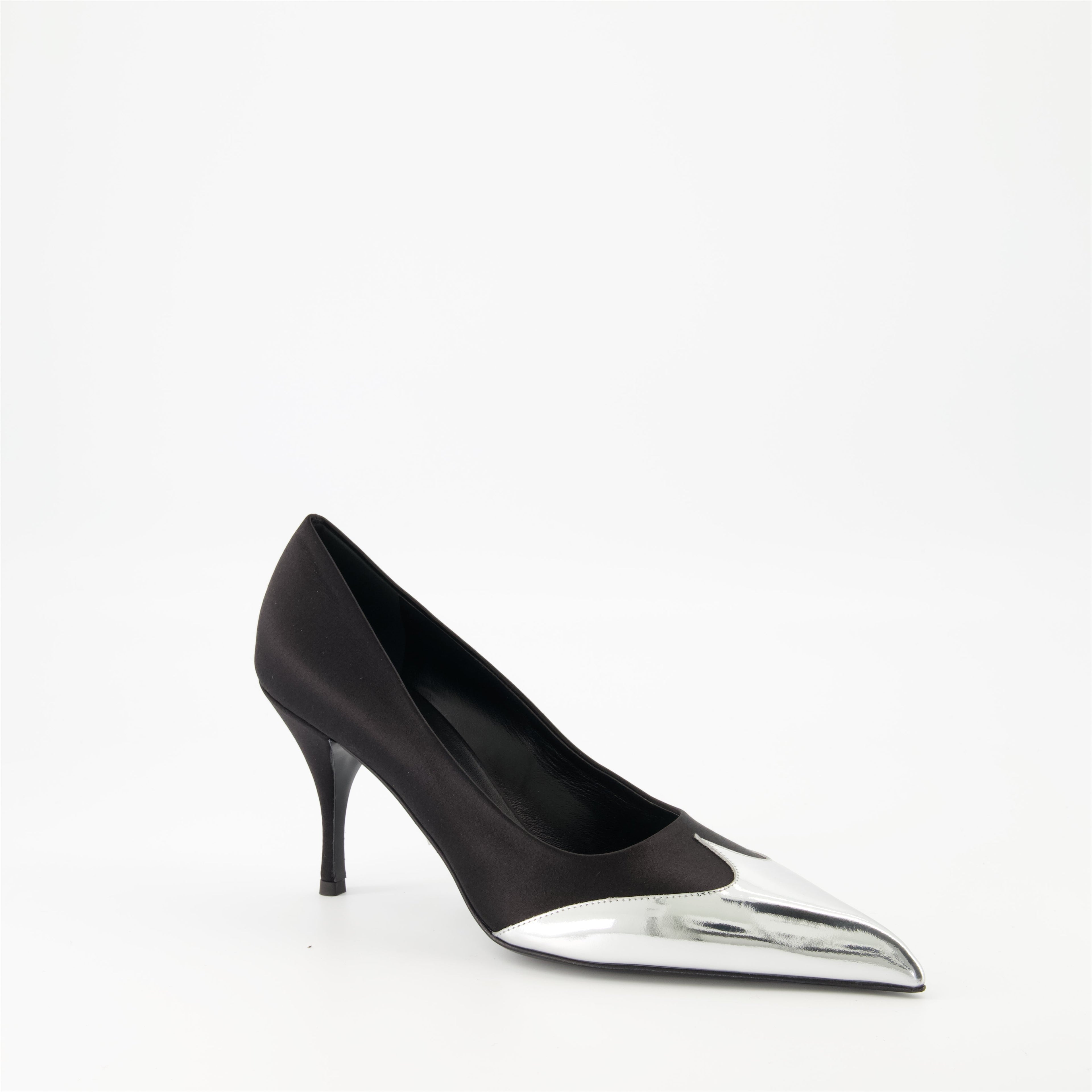 satin pumps, leather footwear, Prada pumps, pointed toe shoes, luxury fashion