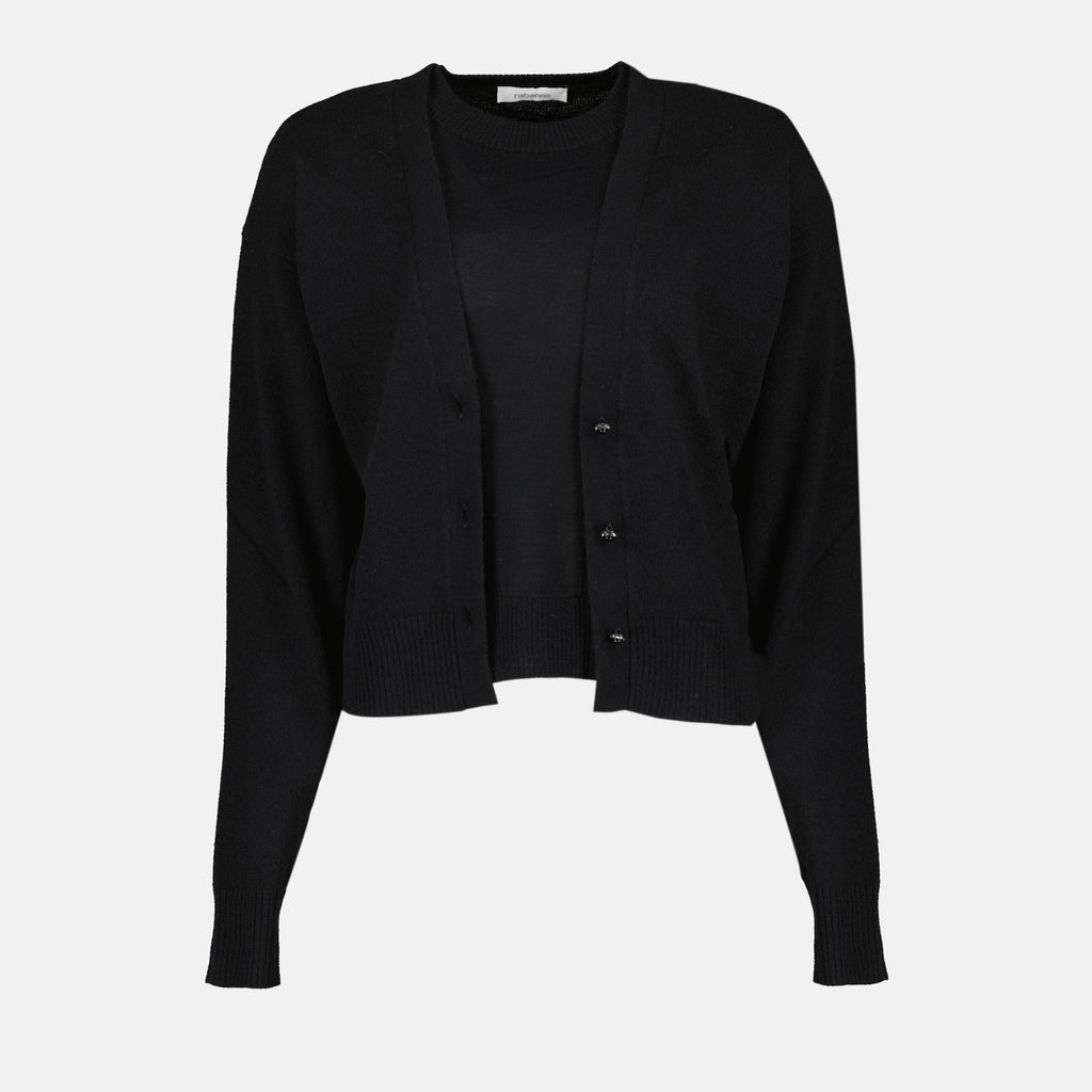 black wool sweater, Rabanne, Autumn-Winter 2025, women's sweater, cashmere blend