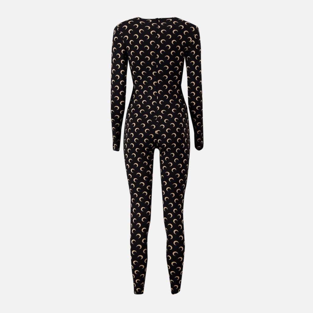 Marine Serre jumpsuit, Long Jersey Moon, autumn fashion, black jumpsuit, Moon pattern