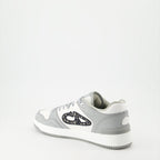 Image of Gray Leather B57 Sneakers by Dior for Men - Season Autumn-Winter 2024 - Back Right Three-Quarter View
