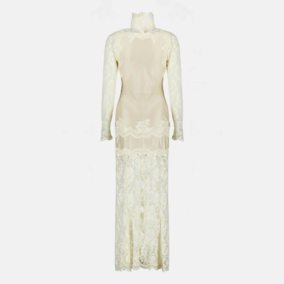 Beiges Spitzen-Maxikleid