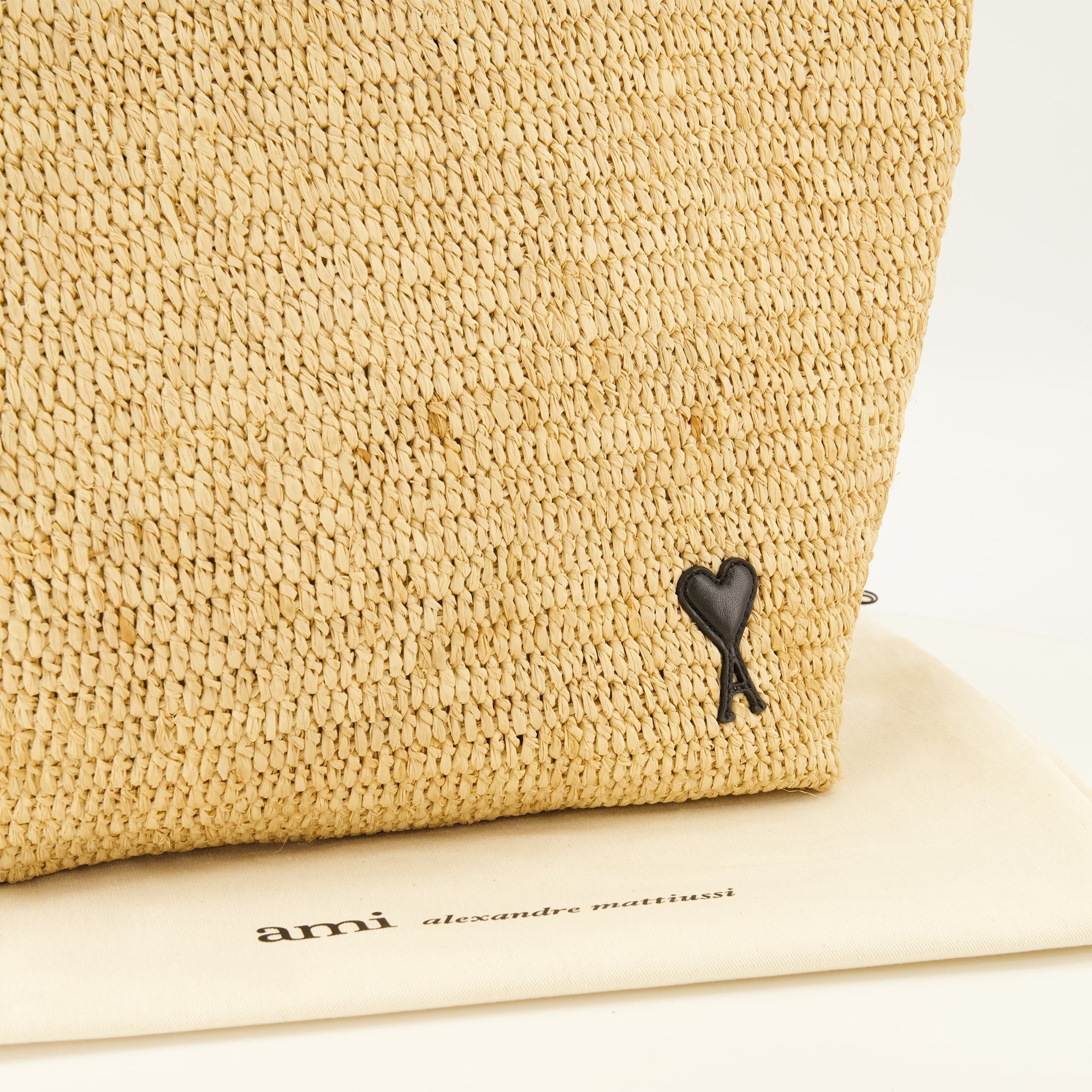 Beige Raphia Tote Bag