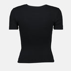 Diesel black t-shirt, T-Ele-Long tee, embroidered logo t-shirt, women’s slim fit t-shirt, casual chic t-shirt