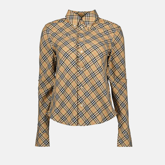 checkered shirt, cotton check shirt, beige checkered, elegant checkered design, autumn winter fashion