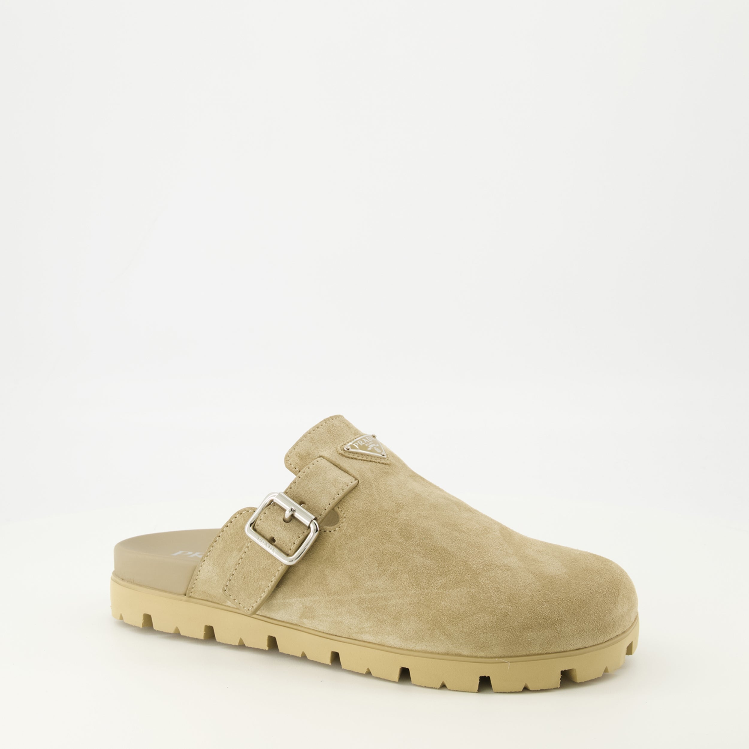 Beige Velvet Calfskin Mules - Prada - Men | WE IN STYLE