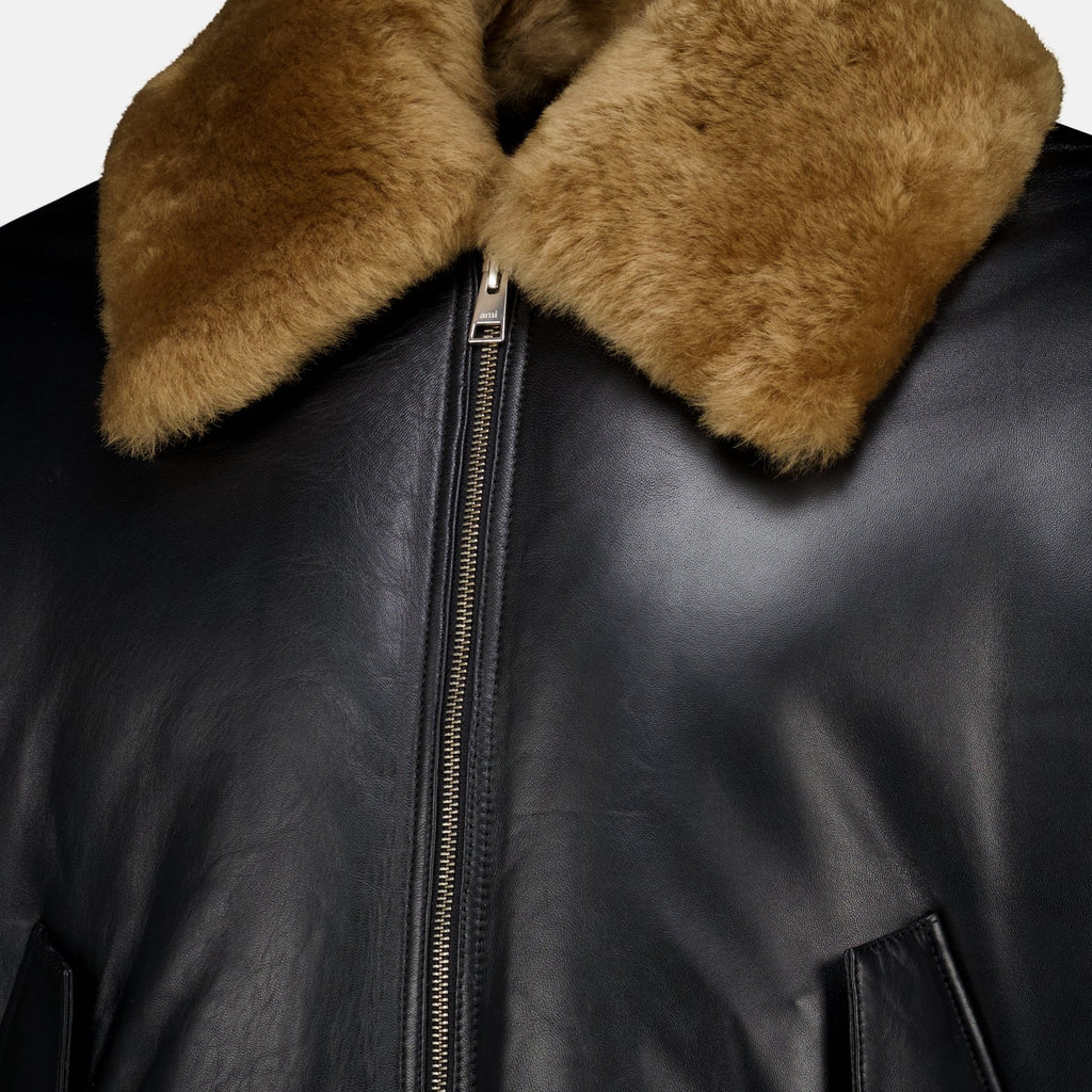 Padded Black Lambskin Jacket