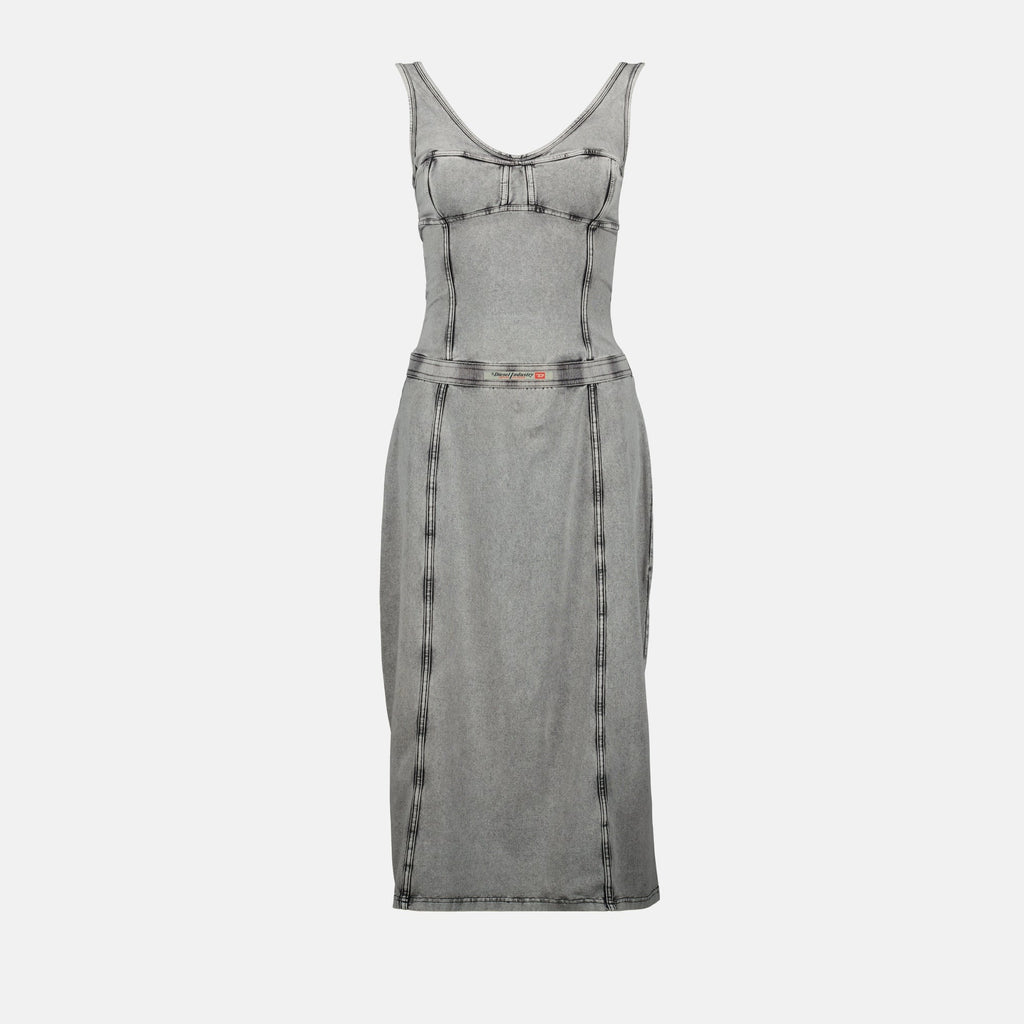 denim effect dress, Diesel dress, midi dress, Spring-Summer 2025, casual dress
